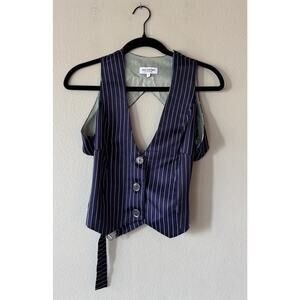 Alchemy London Backless Vest Women’s Striped Waistcoat Sexy Open Back Blue